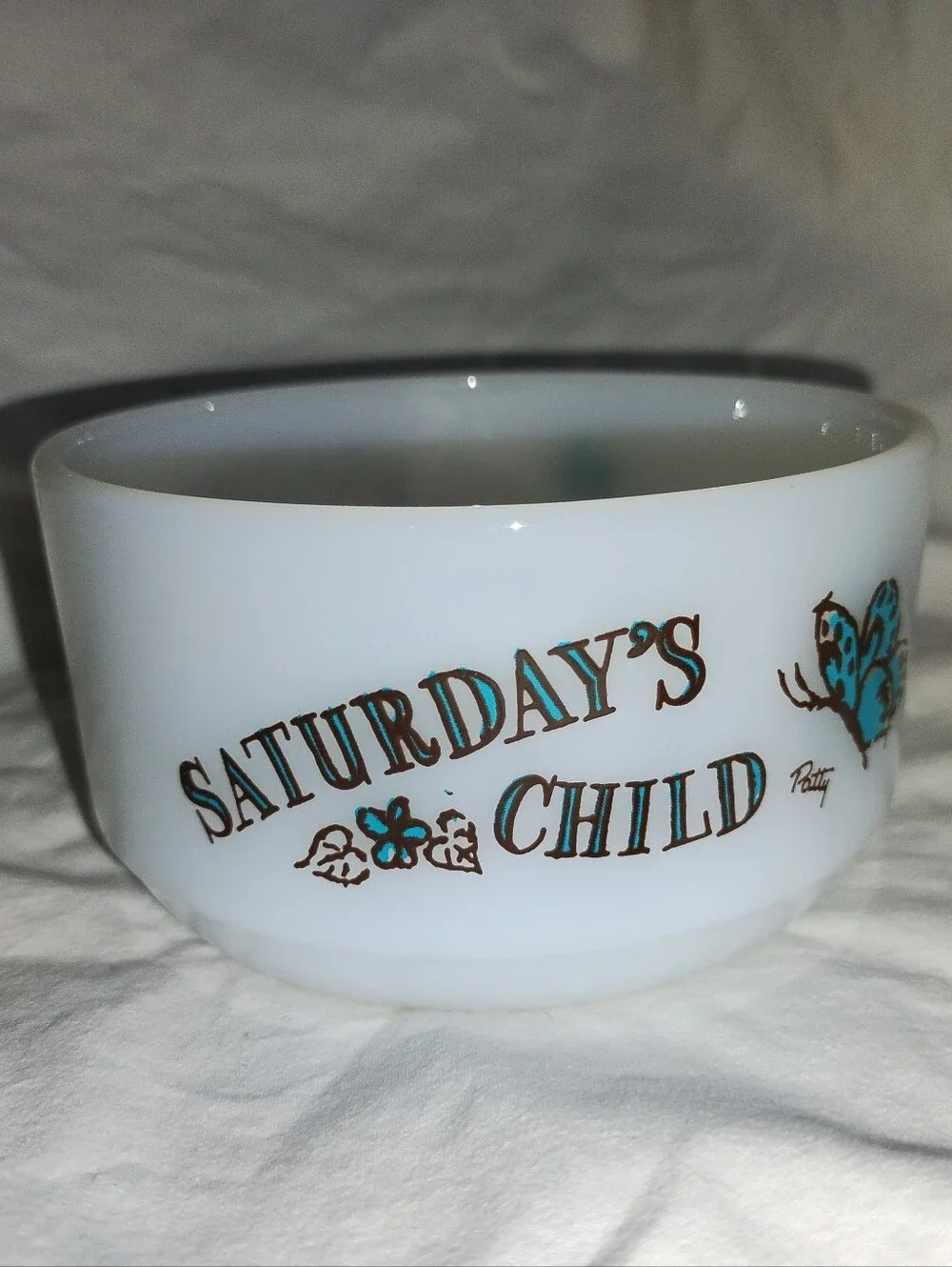 Vintage Fire King Saturdays Child Milk Glass Cottage Cheese Bowl Snack